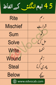  English Vocabulary in Urdu Important for Speaking English