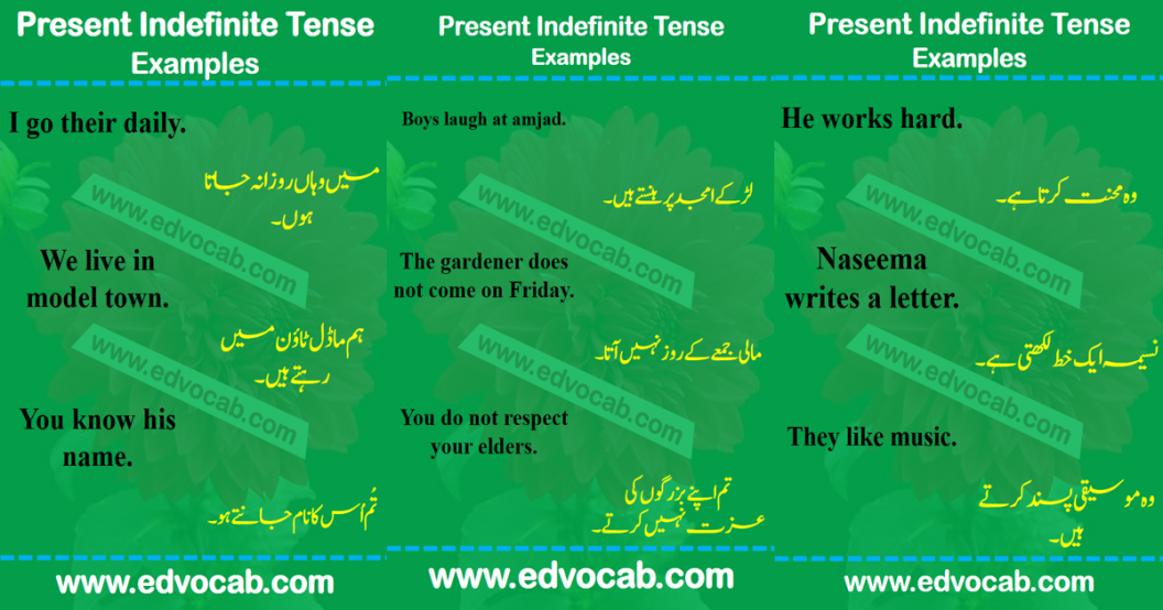 Simple Present Tense Examples In Urdu