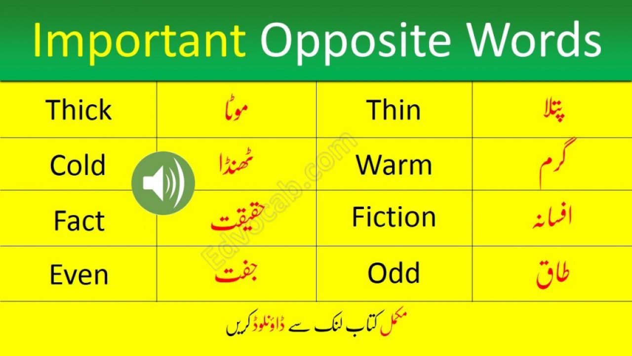 Opposite Words List With Meaning In Urdu Edvocab Edvocab