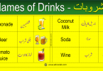 Names of Drinks and Beverages with Urdu Meanings