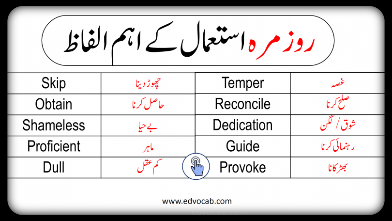 mportant Vocabulary Words in Urdu PDF