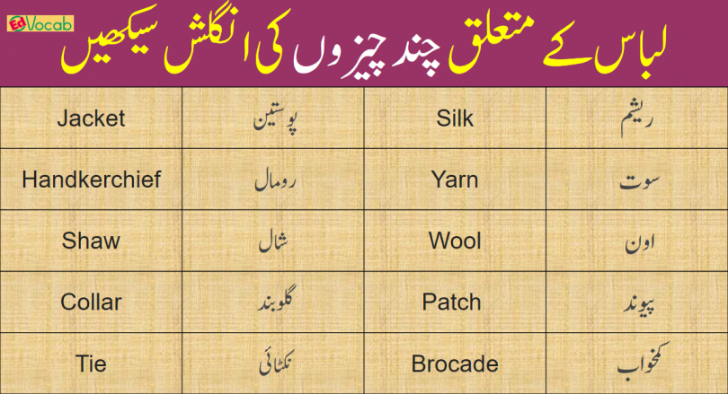 Names Of Clothing Items In Urdu And English EDVocab