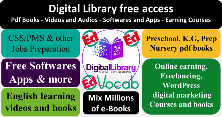 Digital Library free access  Pdf Books - Videos and Audios - Softwares and Apps - Earning 